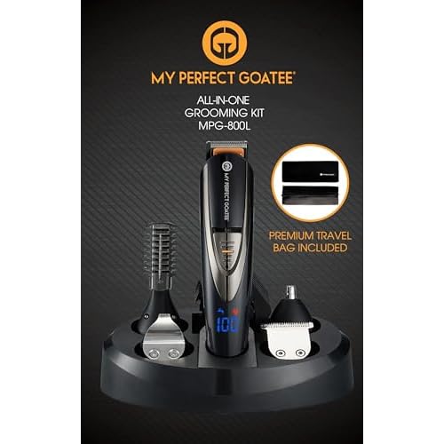 My Perfect Goatee¢ç? 13-in-1 Mens Grooming Kit - LED Display Beard Trimming Kit with Travel Bag, Charging Stand, & More - Waterproof, Cordless Electric Trimmer for Nose, Body, & More ? Ideal Gift Set
