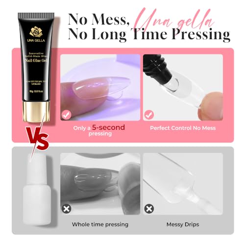 UNA GELLA Solid Nail Glue Gel 15ml UV/LED Lamp Curing