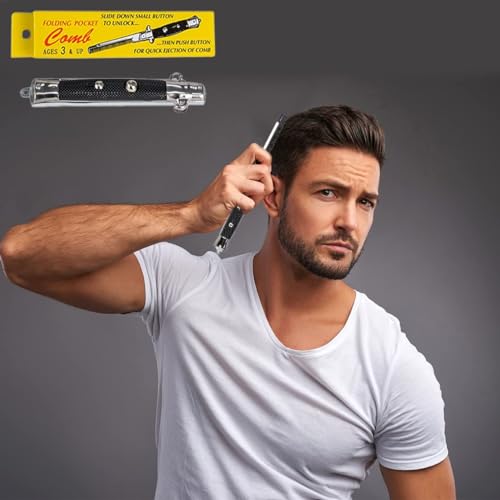 9" Inches Folding Pocket Comb, Stainless Steel (4-Pack)