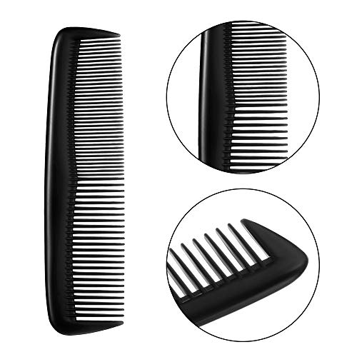 Pocket Hair Combs Set - Fine Tooth Hairbrushes in Black, 12 Pieces
