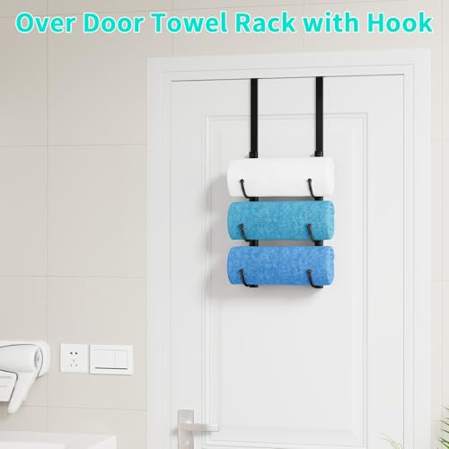 HapiRm 3-Tier Over Door Towel Rack - Space Saving Bathroom Organizer