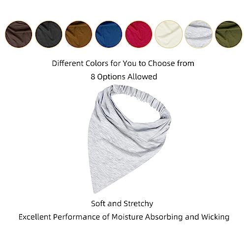 Boho Triangle Hair Scarf Headbands - 8 Pack Non-Slip Elastic Bandanas