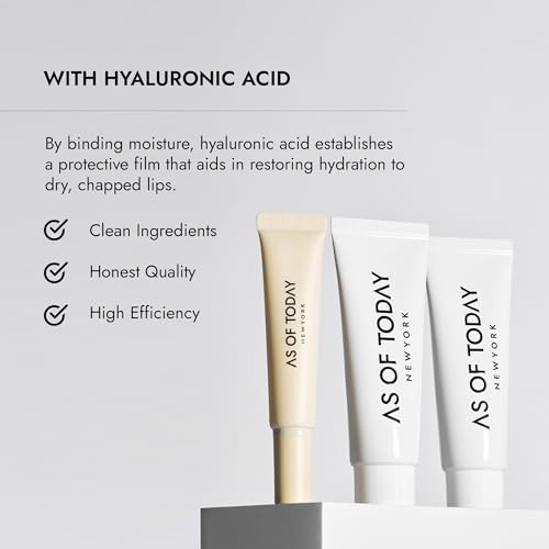AS OF TODAY R Peptide Lip Balm | Hyaluronic Acid + Peptide Glossy Balm | Salted Caramel Hydrating Lip Treatment | Plumping Moisturizing for Dry Lips | Clean Beauty Formula | 0.35 oz Tube