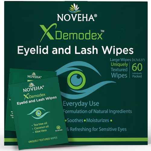 NOVEHA Demodex Eyelid Wipes - 60 Count Cleansing