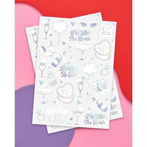 xo, Fetti Iridescent Bachelorette Temporary Tattoos - 48 Styles | Clound Nine, Bach Party Decoration, Bridesmaid Favor, White Bride To Be Accessory, Bridal Shower Supplies, Engagement Decor