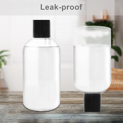 2-Pack 8oz Clear Squeeze Bottles with Black Caps