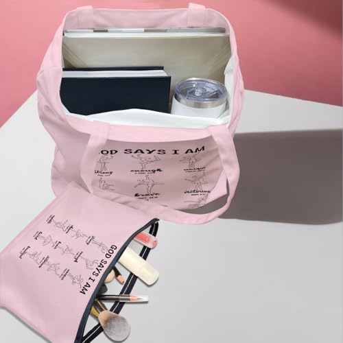 Christian Gifts for Women Dancer Girls Canvas Bag Makeup Bag Set Inspirational Dance Gifts Grocery Cosmetic Bags