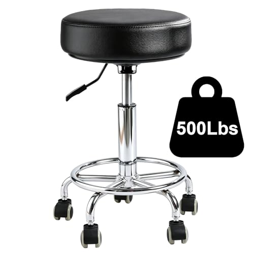 500lb Heavy-Duty Rolling Stool with Height Adjustment