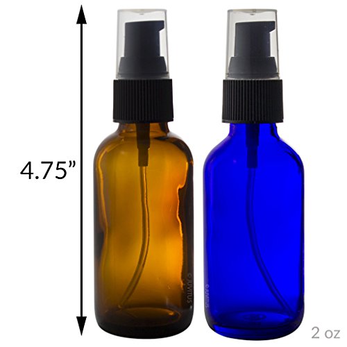 JUVITUS Amber & Cobalt Blue Glass Bottles Treatment Pump 20 PCS Set Kit