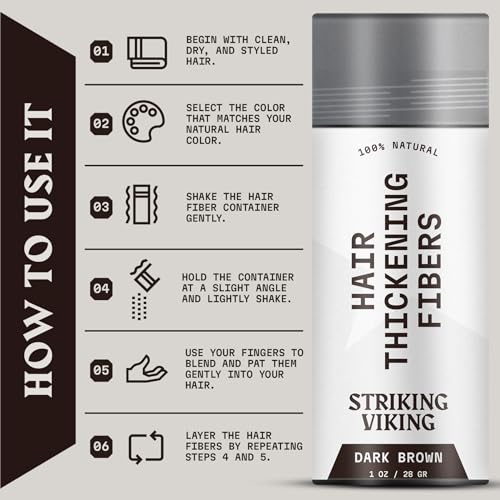 Striking Viking Hair Fibers Dark Brown 28g - Hair Thickening Powder