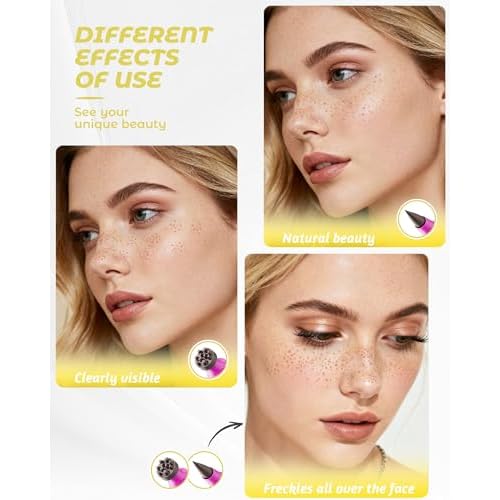 Upgrade Dual Ended 2-in-1 Faux Freckle Stamp Pen, Waterproof Fake Freckle Pen with Multi-Prong Freckles Stamp Head for Women to Easily Create Natural Long-Lasting Sunkissed Makeup