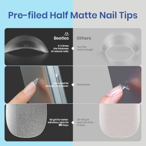 Beetles Short Almond Gel Nail Extension Kit with Mini LED Lamp & Glue