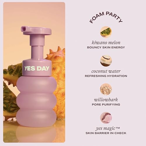 Yes Day Float Foam Face Cleanser for Teens ? Gentle Foaming Face Wash for Teens & Ages 10 Up, with Coconut Water, Willowbark & Kiwano Melon (150ml / 5 fl oz)