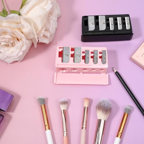 Multi-Function Eye and Lip Pencil Sharpener Set - 2 Pieces, 5 Hole Portable Makeup Tool