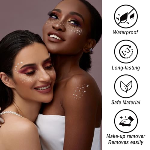 Silver Glitter Freckles Face Tattoos - 20Pc Waterproof Set