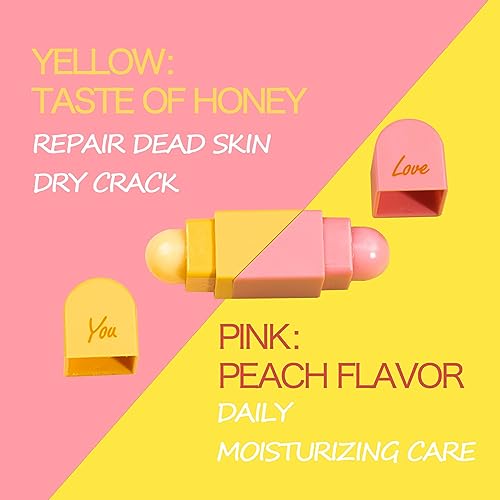 SeleneTenderaes Heart Shaped Dual-use Deformable Lip Balm Stick - Honey,One end is colorless, while the other end is pink can be used as makeup, lipstick Peach. Repair, Keep Lips Moisturized, Gifts