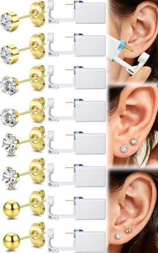 24 Pcs Disposable Ear Piercing Kit with Cubic Zirconia Earrings