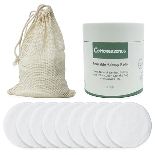Reusable Bamboo Makeup Remover Pads - 25 Pack with Laundry Bag & Storage Box