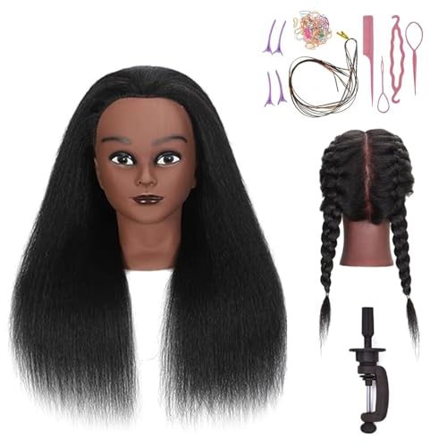 16 Inch Real Hair Mannequin Head with Clamp Stand for Hair Styling