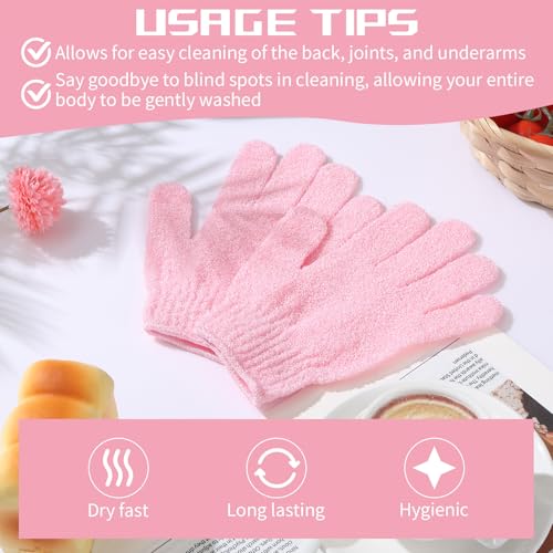 Rainmae Pink Exfoliating Gloves 50 Pairs Bulk Body Scrub Mitts for Shower & Spa