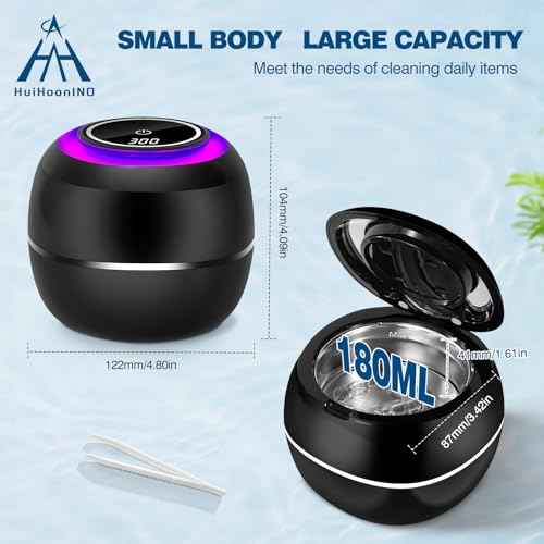 Dental Ultrasonic Retainer Cleaner Machine: 42KHz 28W 180ml,Dental Cleaning Pod for Dentures, Aligners & Mouthguards