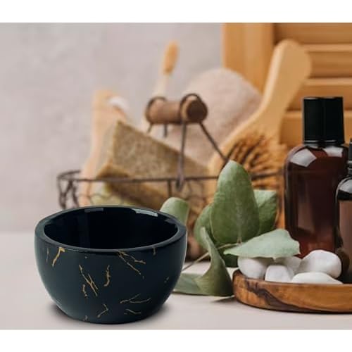 Marbled Shaving Mug - Black Resin Shave Cream & Soap Bowl - Cup