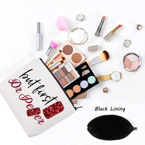 Funny Drinks Lover Makeup Bag But First Drink Zipper Pouch Gift for Friends & Family (But D r)