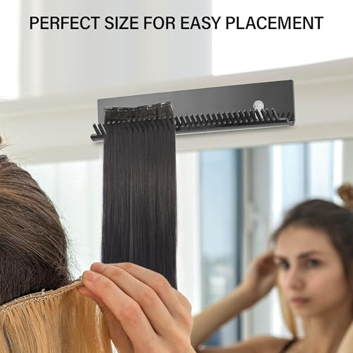 Black Hair Extension Holder Rack with Suction Cups for Wefts & Clips - AIHOPESTO