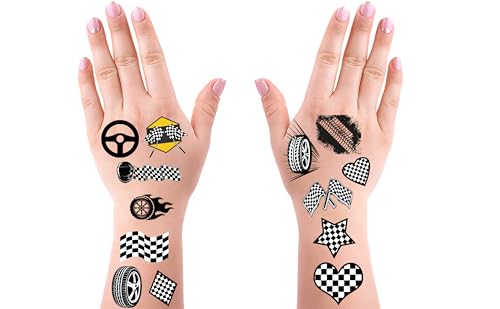 320 Racing Car Flag Temporary Tattoos - 30 Sheets