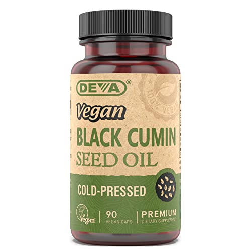 DEVA Vegan Nutrition Black Cumin Seed Oil, Cold-Pressed, Unrefined, 90 Vegan Capsules, 1-Pack