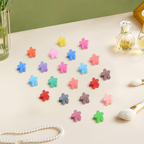 Mini Flower Hair Clips Set - Colorful Rainbow Claw Clips for Women & Girls - Matte / 50