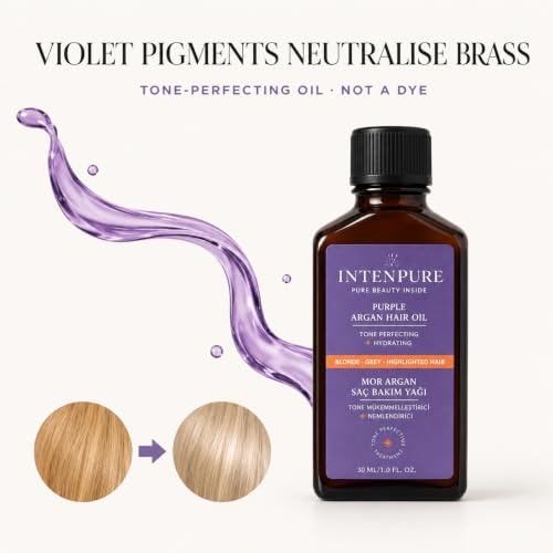 Purple Hair Oil for Blonde & Gray Hair - Anti-Brass Toner & Repair Serum
