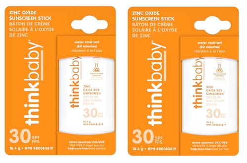 thinkbaby Sunscreen Stick, White/Orange, 0.64 Ounce (2 pack)