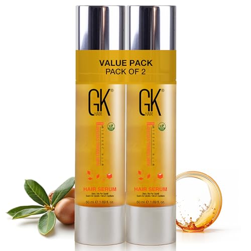 GK HAIR Oil For Frizzy Hair- Anti Frizz Hair Seurm - Perfect Lightweight Hair Oil For Keratin,Frizzy,Curly, Dry & Damaged ends- Paraben, Phthalate and Sulfate Free Pack of 2 (1.69 Oz)