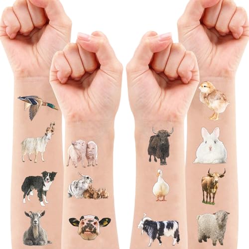 103 Pc Farm Animals Temporary Tattoos Party Pack