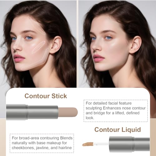 Dual-Ended Cream & Liquid Contour Stick Cool Tone Fair Skin