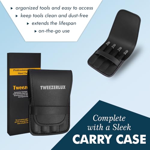 Professional Stainless Steel Tweezers Set - 4 Piece Precision Grooming Kit