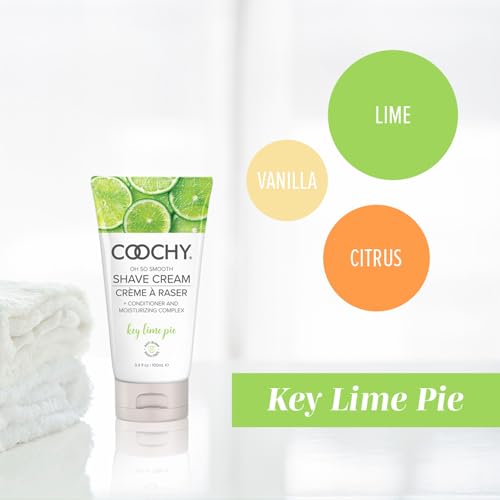Coochy Shave Cream - Moisturizing Shave Lotion - Gentle Intimate Shaving Cream - For Bikini Area, Underarms, Legs & More - Rash-Free, Hydrating Formula - Key Lime Pie, 3.4 oz