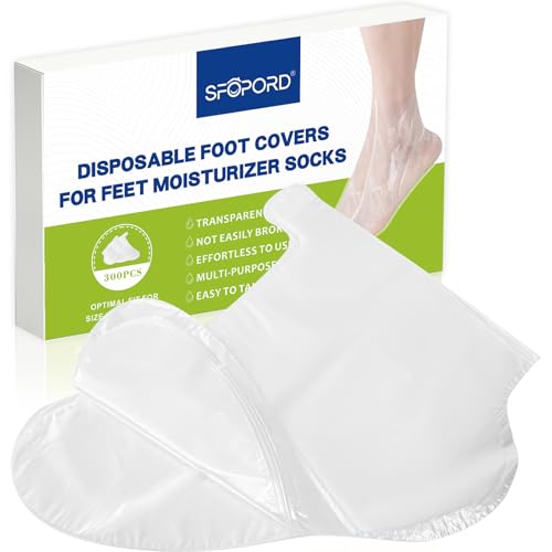 300 Pack Disposable Plastic Foot Covers for Pedicure & Paraffin Wax Treatment