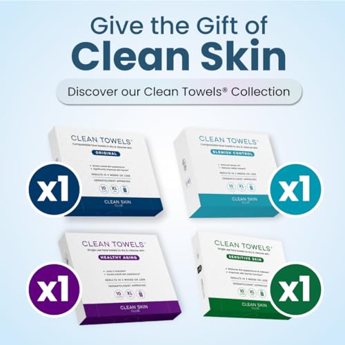 Clean Skin Club XL Towels 4-Pack Variety Set – 40 Count