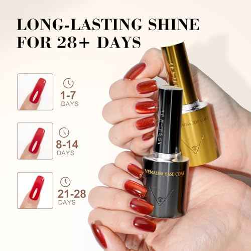 VENALISA No Wipe Gel Top Coat and Base Coat Set 2 Pcs 10ML for Gel Nail Polish, Shiny Finish and Long Lasting Soak Off Salon Manicure DIY at Home For Girls Women