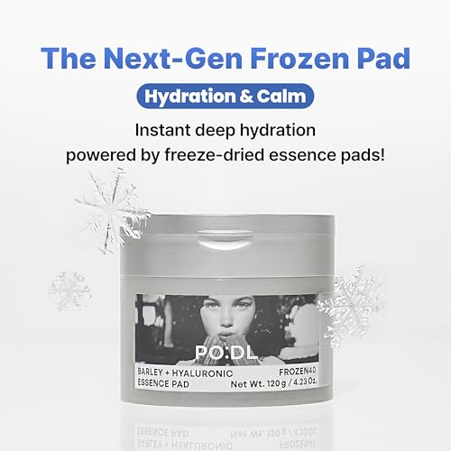 PODL Barley Hyaluronic Frozen40 Essence Toner Pads(70p) | Freeze-Dried Technology for Instant Cooling Hydration & Calming | Dual-Sided Toner Pads for Soft Exfoliating & Smooth Skin | Korean Skin Care