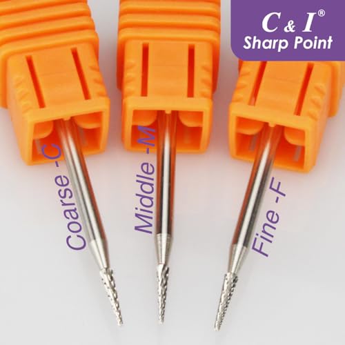 C & I Nail Drill Sharp-Point Bit Efile of Electric Nail Drill Machine Nail Techs Tool for Preparation, Extension or Cuticle Care (Fine -F)