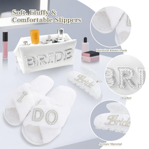 Easter Bride To Be Gift Set, Bridal Shower Gifts, Wedding Gifts for Bride, Bachelorette Gifts for Bride, Engagement Gift for Her, Bachelor Party Gifts, Makeup Bag, I DO Slippers, Hair Clip