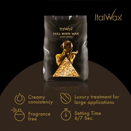Italwax Luxury Full Body Wax - 1kg / 2.2lb - Hard wax beads for hair removal - Unscented - ideal for sensitive skins - Depilatory Cream, Film Wax - Full Body Wax Limited Edition