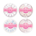 Olive & June Glue Press On Bestsellers Kit | Includes 4 Fake Nail Sets (HD Crisp White, Classic French, Shimmery Super Star, BP Icy Blue) | Realistic Look, Non-Damaging Glue, Up to 14-Day Wear