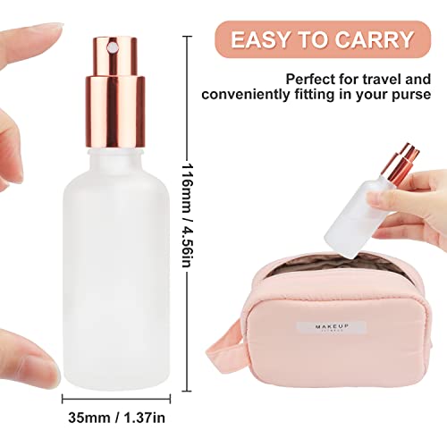 12 Pack,2 Oz Frosted Fine Mist Atomizer,Empty Glass Spray Bottles With Rose-Golden Pump Cap,Protable Travel Liquid Holder Containers for Perfume,Essential Oils-Stickers,Pipette&Funnel Included