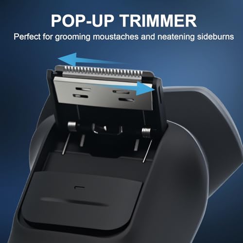 Electric Shavers for Men, 150-Min Runtime, Wet/Dry Electric Razor with Waterproof Design, Pop-Up Trimmer, Magnetic Detachable Blade Heads, LED Display, Smoothly Adheres to Sensitive Skin, Blue