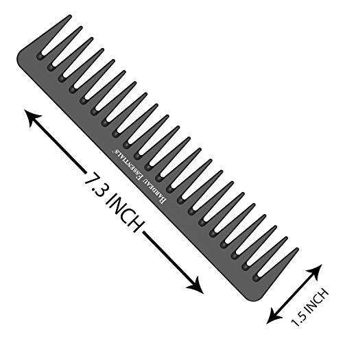 7 Inch Detangling Comb | Black Carbon Fiber | Large Wide Tooth Detangler Comb | For Straight or Curly Hair | Wet or Dry Hair | Professional Grade Styling Comb for Men and Women (Single Black)