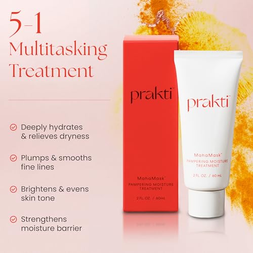 Prakti MahaMask Pampering Moisture Treatment, Deeply Hydrates, Firms, & Smooths Fine Lines with Antioxidants & Hyaluronic Acid, 2 fl.oz